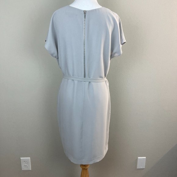 Armani Exchange Dress 10 Gray‎ Embroidered Belted Short Dolman Sleeve Mesh Lined - Picture 5 of 12